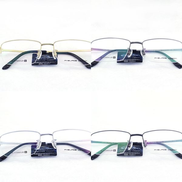 2020 men's myopia half business pure titanium big face glasses frame with myopia glasses frame men's, Silver