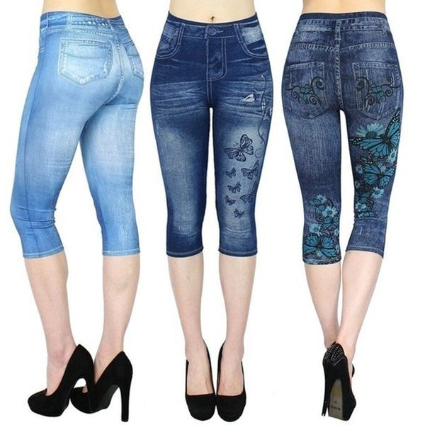 women's jeans denim pants floral butterfly printed high waist pencil cropped leggings elasticated skinny calf-length lady, Blue
women's jeans denim pants floral butterfly printed high waist pencil cropped leggings elasticated skinny calf-length lady, Blue