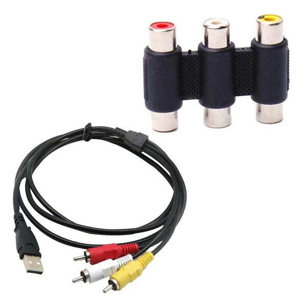 usb to 3 rca rgb video av a/v cable for hdtv tv television splitter cable adapter +female to female 3 rca connector
usb to 3 rca rgb video av a/v cable for hdtv tv television splitter cable adapter +female to female 3 rca connector