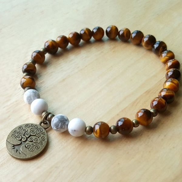 6mm tiger eye & white howlite meditation bracelet mala healing jewelry tree of life yoga bracelet for women men, Golden;silver
6mm tiger eye & white howlite meditation bracelet mala healing jewelry tree of life yoga bracelet for women men, Golden;silver