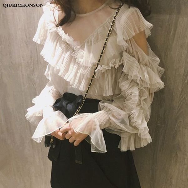 spring summer blouses for women 2019 korean style kawaii lolita blouse ladies fairy ruffle cold shoulder mesh blusa mujer, White
spring summer blouses for women 2019 korean style kawaii lolita blouse ladies fairy ruffle cold shoulder mesh blusa mujer, White