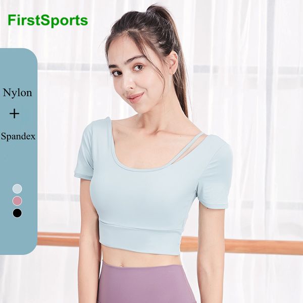 2020 new u-neck workout sports with padded women gym yoga shirts cropped slim quick dry fitness short sleeve sportswear, White;red
2020 new u-neck workout sports with padded women gym yoga shirts cropped slim quick dry fitness short sleeve sportswear, White;red
