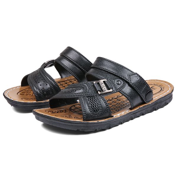 2019 summer men slippers male leather flip flops for man vintage casual beach sandals zapatos shoes, Black
2019 summer men slippers male leather flip flops for man vintage casual beach sandals zapatos shoes, Black