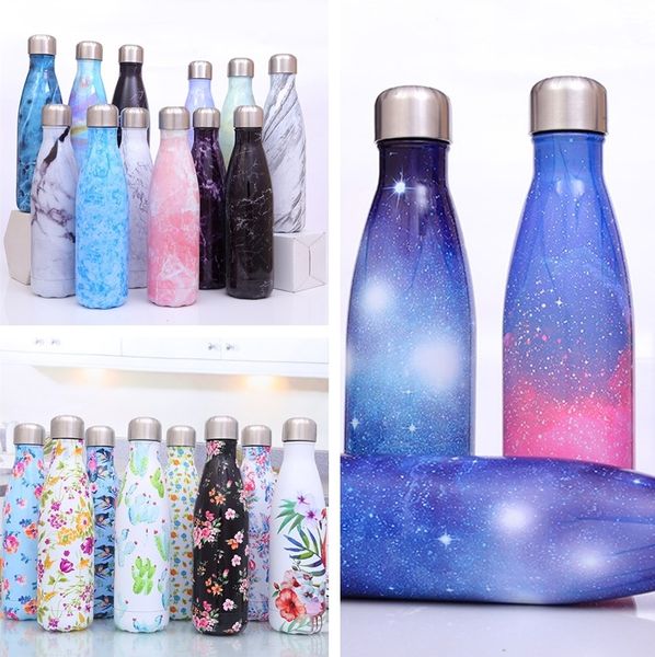 

17oz /500ml cola shaped water bottle double wall print stainless steel tumbler vacuum insulated travel sport cup thermos coke mug 5166