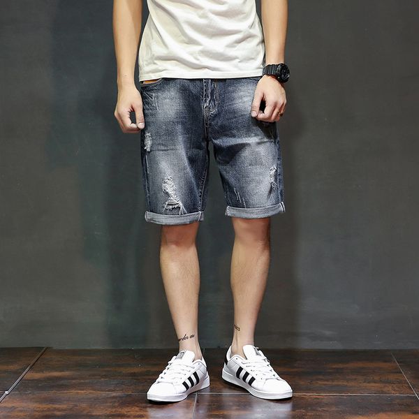 new men's cotton denim shorts distressed ripped short jeans loose pants summer, White;black
new men's cotton denim shorts distressed ripped short jeans loose pants summer, White;black