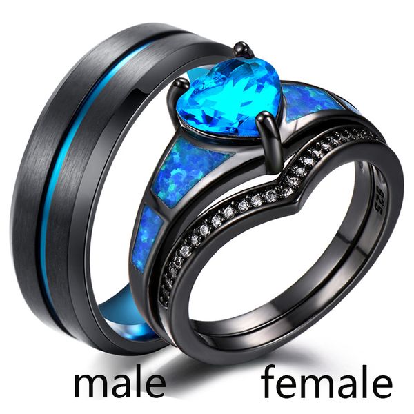 sz5-12 couple rings black gold filled heart cut blue cz womens wedding rings stainless steel mens wedding band, Slivery;golden
sz5-12 couple rings black gold filled heart cut blue cz womens wedding rings stainless steel mens wedding band, Slivery;golden