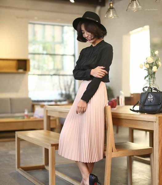 women's long high waist skirt lady pleated solid color half length elastic skirt spring autumn fashion, Black
women's long high waist skirt lady pleated solid color half length elastic skirt spring autumn fashion, Black