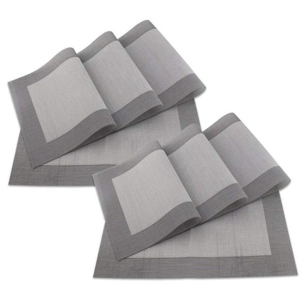 design set of 8 placemats 45 x 30 cm pvc weaves gray