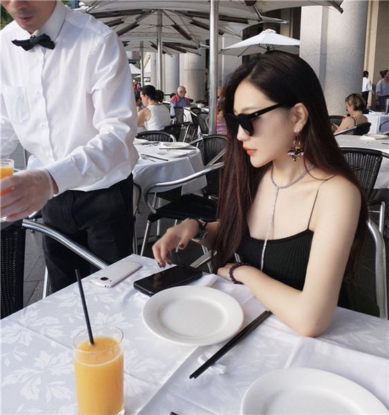 fashion- spring and summer vacation wind long chain zircon zircon metal claw chain super flash diamond temperament beach necklace, Black
fashion- spring and summer vacation wind long chain zircon zircon metal claw chain super flash diamond temperament beach necklace, Black