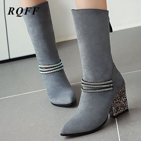 black autumn mid-calf boots women plus size boot fashion sequined high square heels shoes woman crystalstrap solid flock zip 10
black autumn mid-calf boots women plus size boot fashion sequined high square heels shoes woman crystalstrap solid flock zip 10