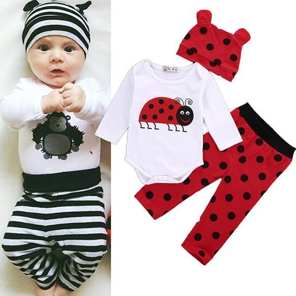 3 pcs autumn winter newborn kids long sleeve ladybugs gorillas set baby boy girl rompers striped leggings pants outfit set, White
3 pcs autumn winter newborn kids long sleeve ladybugs gorillas set baby boy girl rompers striped leggings pants outfit set, White