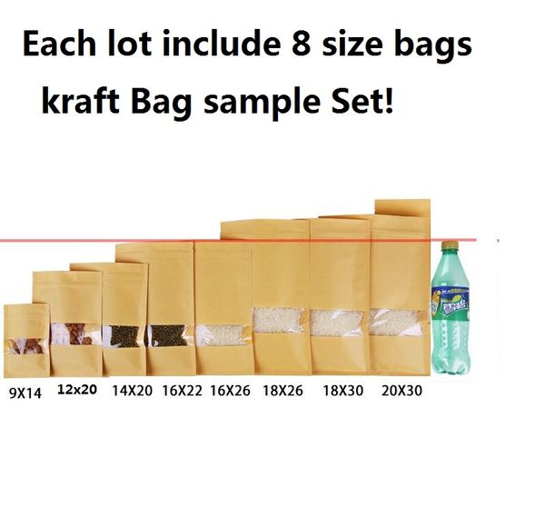 sample set 8 sizes brown kraft paper clear window zipper bag eco-friendly hanging paper gift bag resealable package pouch
sample set 8 sizes brown kraft paper clear window zipper bag eco-friendly hanging paper gift bag resealable package pouch