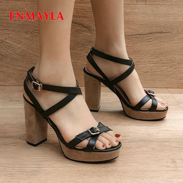 enmayla buckle strap casual genuine leather 2020 new summer women shoes basic fashion platform square heel sandals women, Black
enmayla buckle strap casual genuine leather 2020 new summer women shoes basic fashion platform square heel sandals women, Black