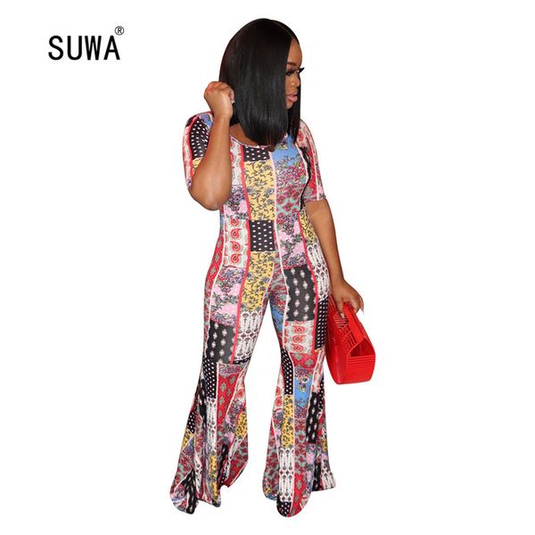 colorful print boot-cut long jumpsuit wholesale summer vintage casual women o neck short sleeve trumpet overalls femme rompers, Black;white
colorful print boot-cut long jumpsuit wholesale summer vintage casual women o neck short sleeve trumpet overalls femme rompers, Black;white