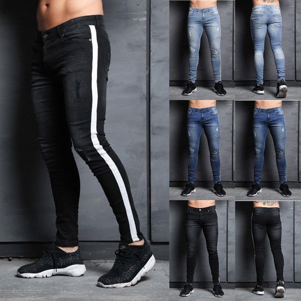 2019 europe and the united states jeans mens motorcycle pants spell leather hole mens pants europe and the united states stretch feet pants, Blue
2019 europe and the united states jeans mens motorcycle pants spell leather hole mens pants europe and the united states stretch feet pants, Blue