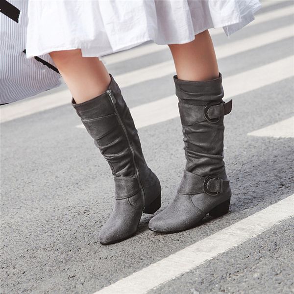 ymechic 2019 autumn new womens boots mid calf high botas flock black red gray blue buckle strap high block heels ladies shoes
ymechic 2019 autumn new womens boots mid calf high botas flock black red gray blue buckle strap high block heels ladies shoes