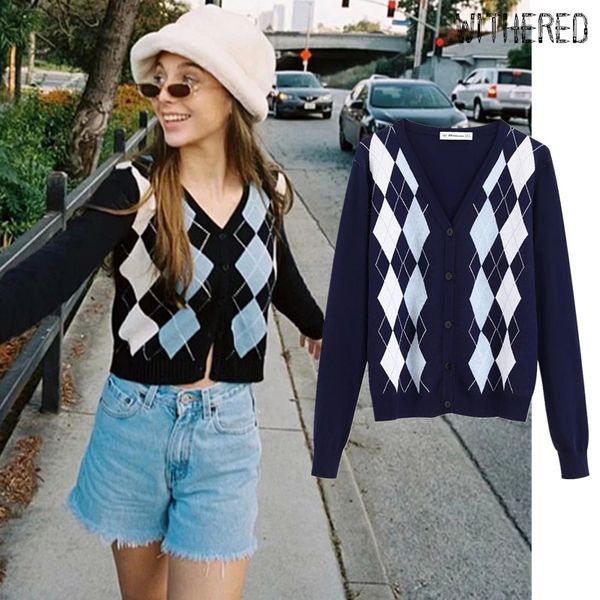 withered 2019 autumn cardigans women ins vintage rhombus pattern knitted jacquard single breasted sweaters cardigans women, White
withered 2019 autumn cardigans women ins vintage rhombus pattern knitted jacquard single breasted sweaters cardigans women, White