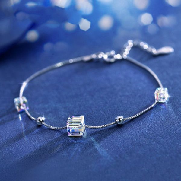 sweet sugar cube bracelet for women square cubic zirconia aurora crystal white gold color party gift fashion jewelry kbh124, Black 
sweet sugar cube bracelet for women square cubic zirconia aurora crystal white gold color party gift fashion jewelry kbh124, Black