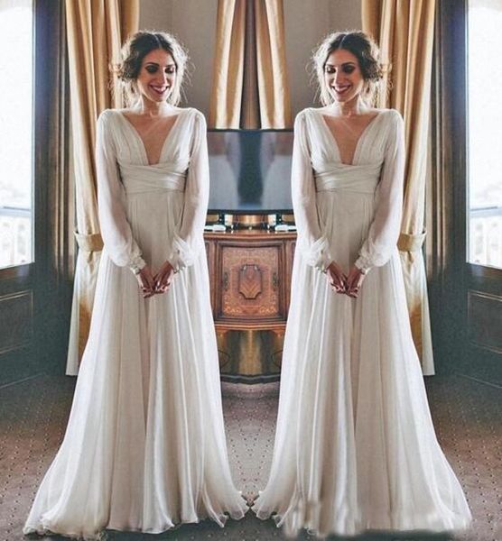 2019 selling boho wedding dress long sleeve modest v neck chiffon empire maternity women bridal gowns greek style, White
2019 selling boho wedding dress long sleeve modest v neck chiffon empire maternity women bridal gowns greek style, White