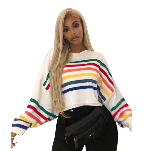 sweaters womans jumper women knit sweater colorful stripe print o neck long sleeve casual sweater autumn fashion pullover, White;black
sweaters womans jumper women knit sweater colorful stripe print o neck long sleeve casual sweater autumn fashion pullover, White;black