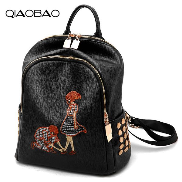 qiaobao girl school bags for teenagers women embroidery backpack black leather women's backpacks fashion female large backpacks
qiaobao girl school bags for teenagers women embroidery backpack black leather women's backpacks fashion female large backpacks