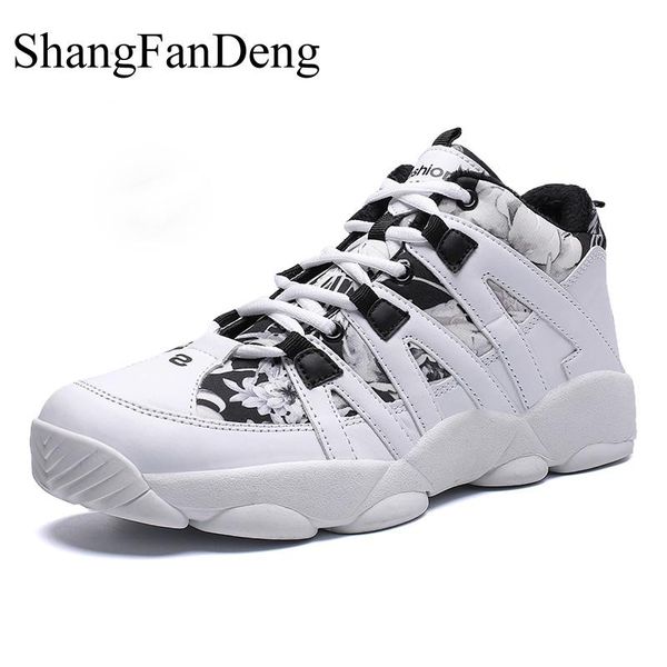 shangfandeng 38-45 men boots sneakers winter shoes men plush warm winter boots plus size running shoes, Black