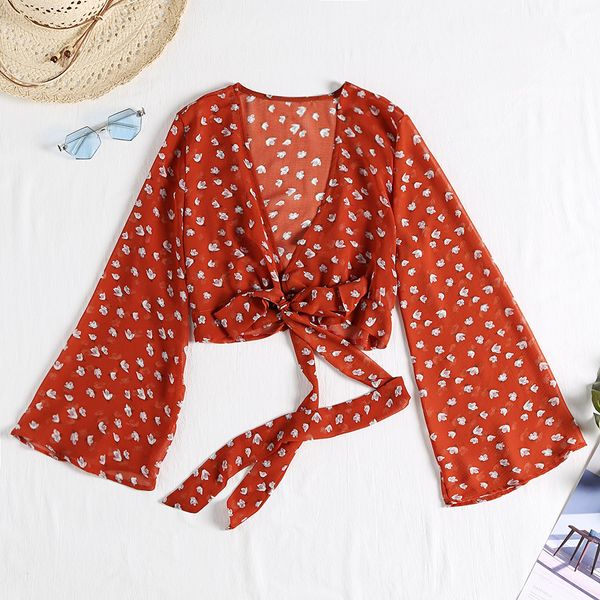 kenancy floral print women wrap blouse v-neck long sleeve bell sleeve crop shirt spring women's casual shirts blusas, White
kenancy floral print women wrap blouse v-neck long sleeve bell sleeve crop shirt spring women's casual shirts blusas, White