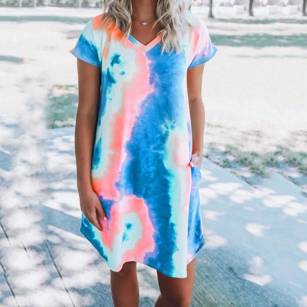 #h30 tie-dye print women summer dress v neck short sleeve loose gradient color print short dress bohemian boho robe femme, Black;gray
#h30 tie-dye print women summer dress v neck short sleeve loose gradient color print short dress bohemian boho robe femme, Black;gray