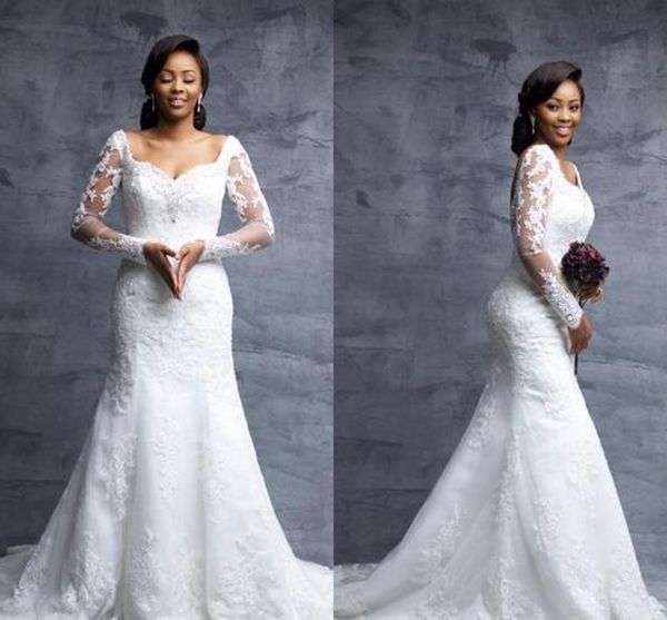 elegant mermaid wedding gown dresses bridal south african long illusion sleeves square neck applique wedding gowns, White
elegant mermaid wedding gown dresses bridal south african long illusion sleeves square neck applique wedding gowns, White