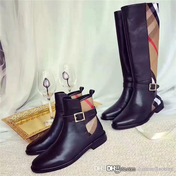 

classic style stitching cowhide boots fashionable classic shapes and iconic materials refined comfortable soft lady knee-length boots, Black