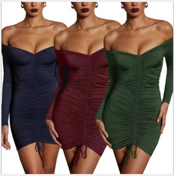 strapless designer women dresses club slim slash neck long sleeved solid color bodycon dresses fashion womens party dresses, White;black
strapless designer women dresses club slim slash neck long sleeved solid color bodycon dresses fashion womens party dresses, White;black
