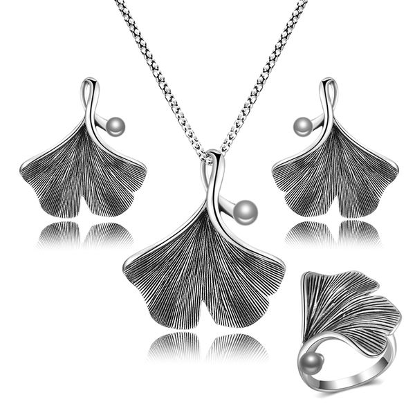 nandudu vintage retro ginkgo leaf pendant with pearl necklace earrings ring jewelry sets grey color bijouterie for women gift, Silver
nandudu vintage retro ginkgo leaf pendant with pearl necklace earrings ring jewelry sets grey color bijouterie for women gift, Silver