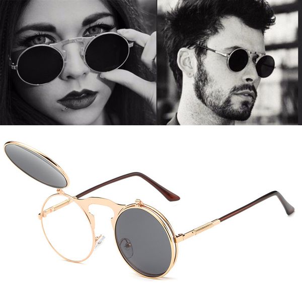 cooyoung new fashion vintage round steampunk flip up sunglasses steam punk clamshell design retro sun glasses, White;black
cooyoung new fashion vintage round steampunk flip up sunglasses steam punk clamshell design retro sun glasses, White;black