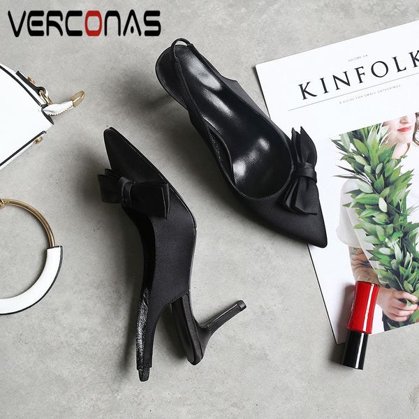 verconas 2020 fashion woman sandals slik woman pumps butterfly knot concise shoes pointed toe thin heels/high heels shoes, Black
verconas 2020 fashion woman sandals slik woman pumps butterfly knot concise shoes pointed toe thin heels/high heels shoes, Black