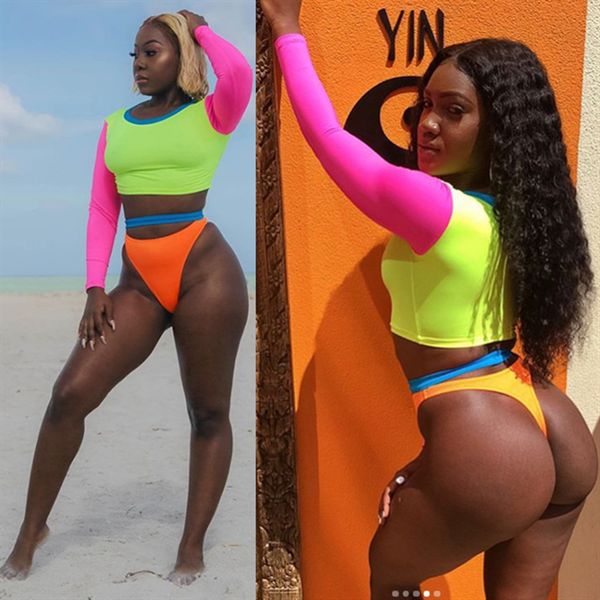 women bikni tankinis summer outfits long sleeve + briefs 2 piece clothing sets contrast color beach swimwear clotnes e3802, White;black
women bikni tankinis summer outfits long sleeve + briefs 2 piece clothing sets contrast color beach swimwear clotnes e3802, White;black
