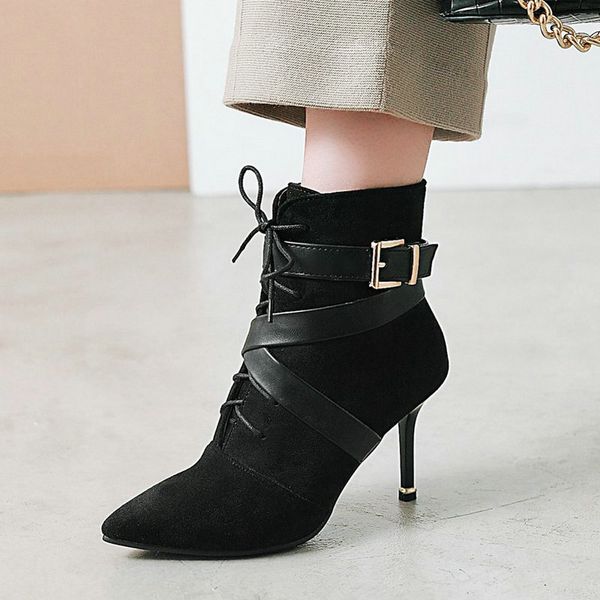 womens ankle boots high heels short boots lace up fashion buckle strap pointed toe autumn winter ladies black gray beige
womens ankle boots high heels short boots lace up fashion buckle strap pointed toe autumn winter ladies black gray beige