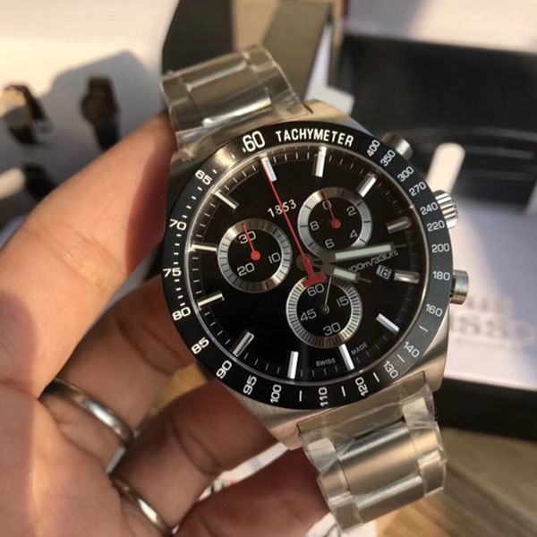 classic luxury watch quartz movement 1853 stainless steel chronograph mens watches all small functions 100% work brand wristwatches, Slivery;brown
classic luxury watch quartz movement 1853 stainless steel chronograph mens watches all small functions 100% work brand wristwatches, Slivery;brown