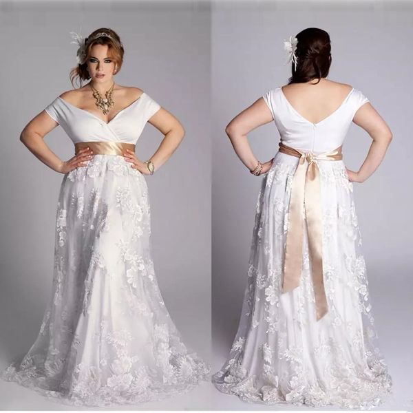 plus size country lace wedding dresses 2019 new custom sweep train champagne sash a-line off-the-shoulder bridal gowns vestido de novia w281, White
plus size country lace wedding dresses 2019 new custom sweep train champagne sash a-line off-the-shoulder bridal gowns vestido de novia w281, White