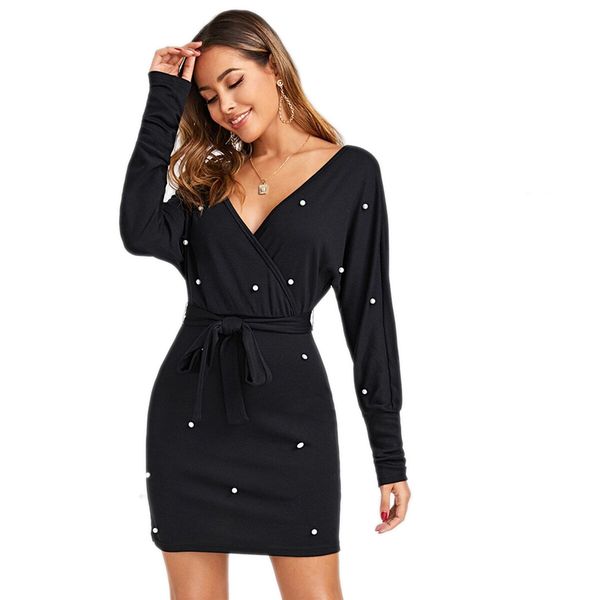 jinyao 2019 autumn high waist batwing sleeve wrap bodycon dresses black deep v neck pearls beading belted elegant dress women, Black;gray
jinyao 2019 autumn high waist batwing sleeve wrap bodycon dresses black deep v neck pearls beading belted elegant dress women, Black;gray