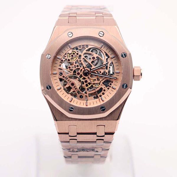 royal oak double balance wheel openworked automatic mens watch 41mm gold dial outdoor watch wristwatches with rose gold case, Slivery;brown
royal oak double balance wheel openworked automatic mens watch 41mm gold dial outdoor watch wristwatches with rose gold case, Slivery;brown