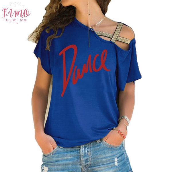 women t shirt loose slash neck t shirt ladies casual letter dance t shirt summer casual irregular skew cross bandage tee, White
women t shirt loose slash neck t shirt ladies casual letter dance t shirt summer casual irregular skew cross bandage tee, White