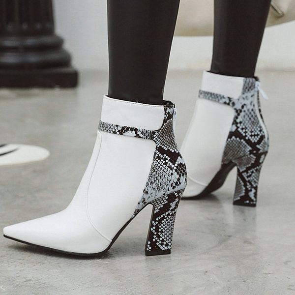 women shoes square high heel ankle boots fashion mixed colors autumn winter booties pointed toe zipper woman boots black white
women shoes square high heel ankle boots fashion mixed colors autumn winter booties pointed toe zipper woman boots black white