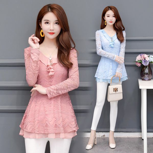 caramel,blue,pink lace blouses plus size korea women v-neck long sleeve lace ruffles solid color large size l-5xl, White
caramel,blue,pink lace blouses plus size korea women v-neck long sleeve lace ruffles solid color large size l-5xl, White