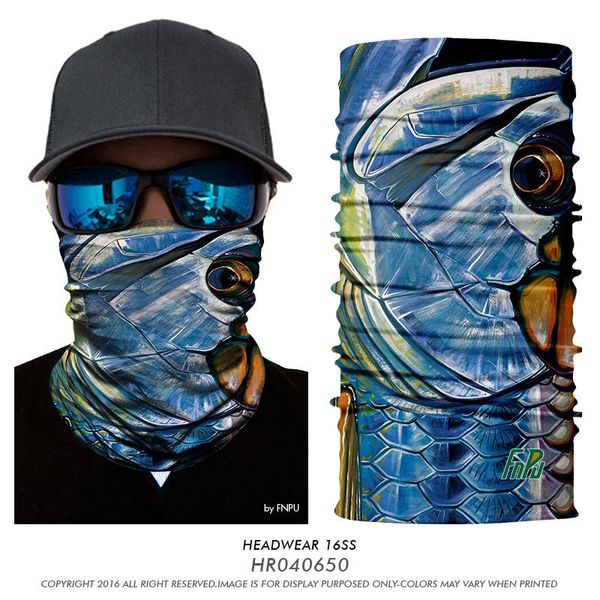 

3d fish seamless magic neck gaiter face mask shield ture balaclava cycling fishing running ski bandana scarf headband men women, Black