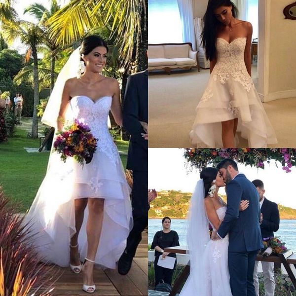 2019 modest beach wedding dresses sweetheart appliques high low country wedding dress bridal gown robe mariage vestido de novia, White
2019 modest beach wedding dresses sweetheart appliques high low country wedding dress bridal gown robe mariage vestido de novia, White