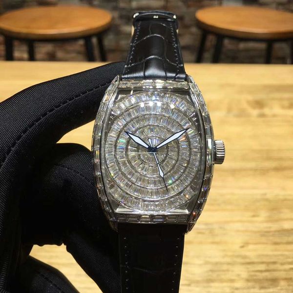 Полный бриллианты Relogio высококачественный кожаный ремешок мужские часы автомати 
Полный бриллианты Relogio высококачественный кожаный ремешок мужские часы автомати