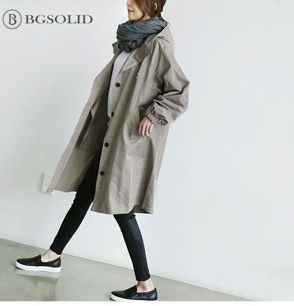 long and medium-length outerwear of the new loose british windwear coat of 2019, Tan;black
long and medium-length outerwear of the new loose british windwear coat of 2019, Tan;black