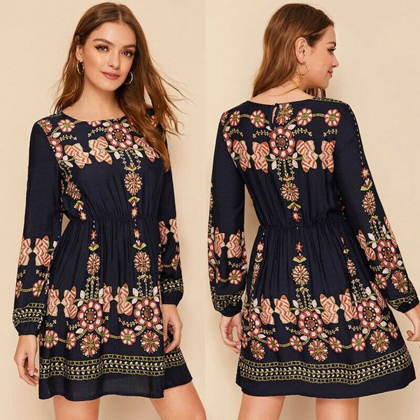 new fashion women ladies autumn boho dresses long sleeve o neck floral dress evening party casual mini dress, Black;gray
new fashion women ladies autumn boho dresses long sleeve o neck floral dress evening party casual mini dress, Black;gray
