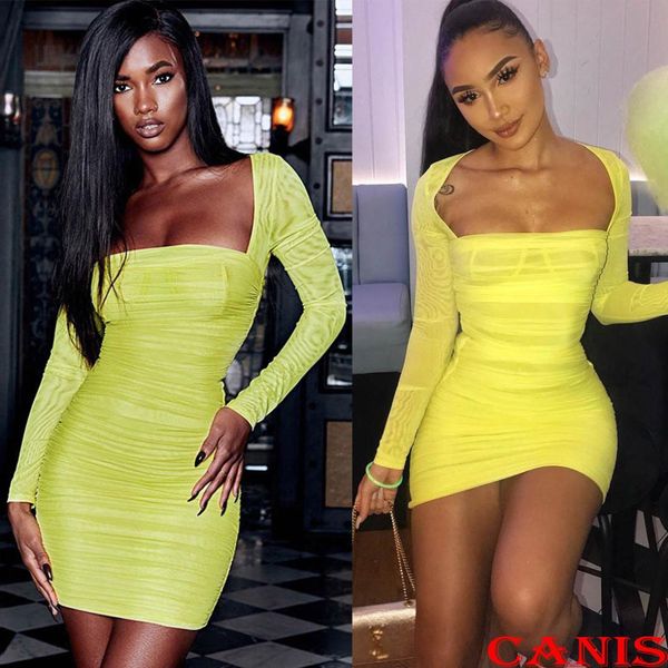 women spring autumn long sleeve mesh sheer see-through bodycon party club wear solid yellow mini dress, Black;gray
women spring autumn long sleeve mesh sheer see-through bodycon party club wear solid yellow mini dress, Black;gray