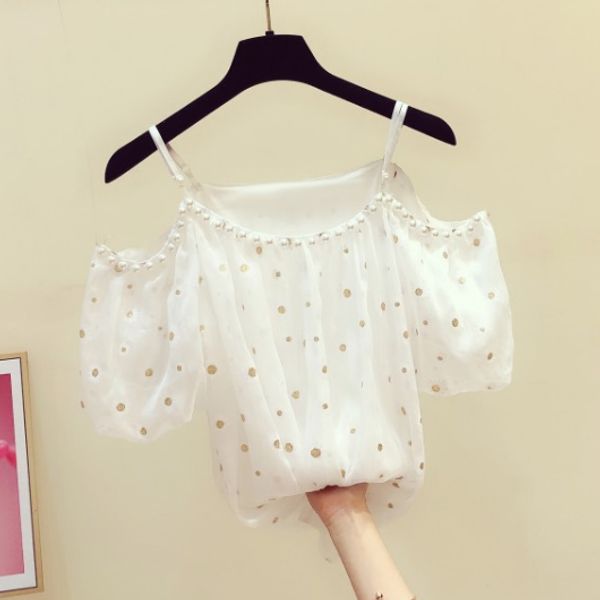 blusas mujer de moda 2020 summer new korean style slash neck strap off-shoulder blouse printed pearl beaded shirt top, White
blusas mujer de moda 2020 summer new korean style slash neck strap off-shoulder blouse printed pearl beaded shirt top, White